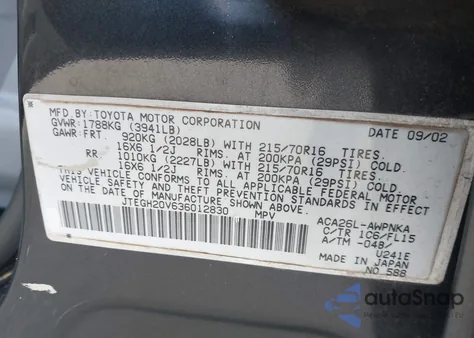 2003 Toyota Rav4 из США, поврежденный, VIN JTEGH20V636012830